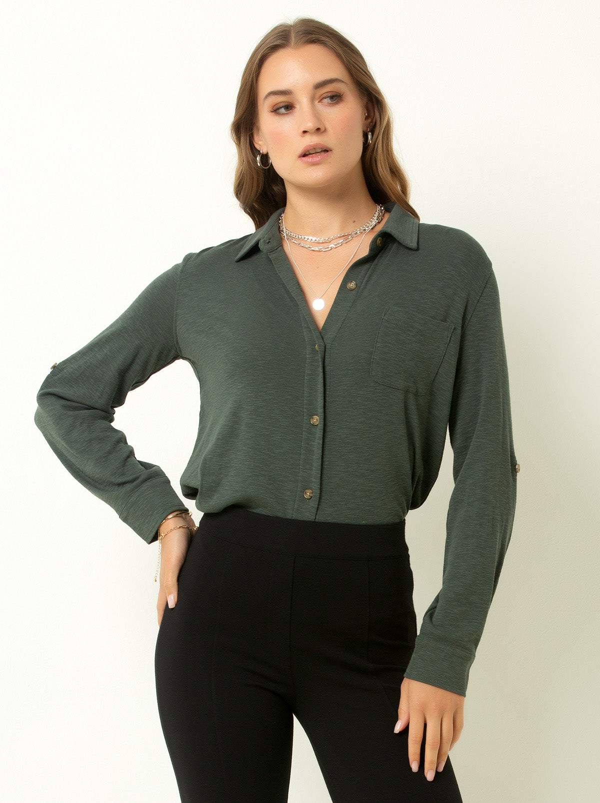 Knit Button-Up Shirt
