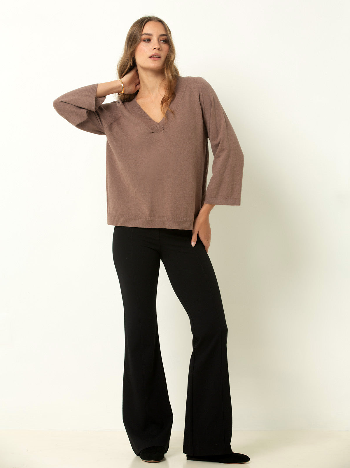 Drop Shoulder V-Neck Sweater