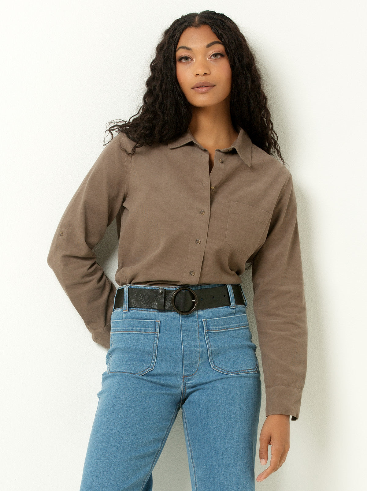 corduroy dress shirt Women's Corduroy Button-Up Shirt