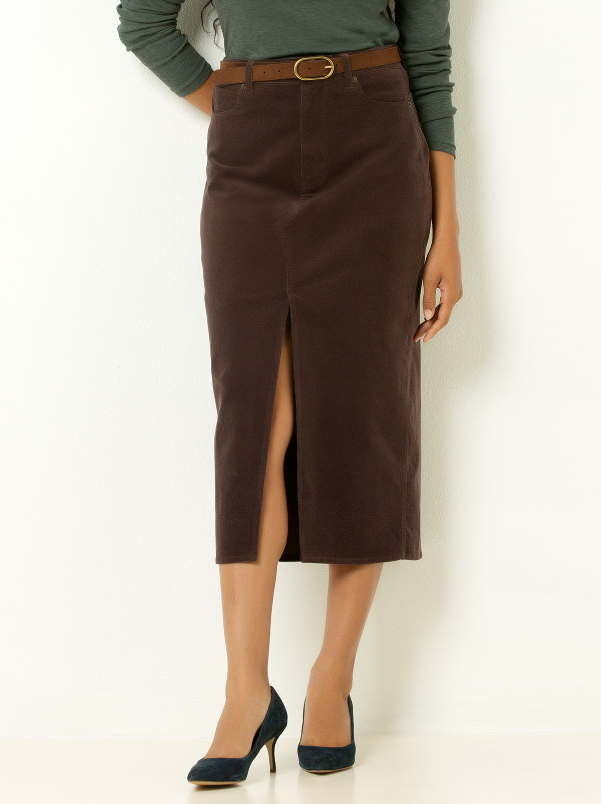Women's Corduroy Midi Skirt | Single Stitch
