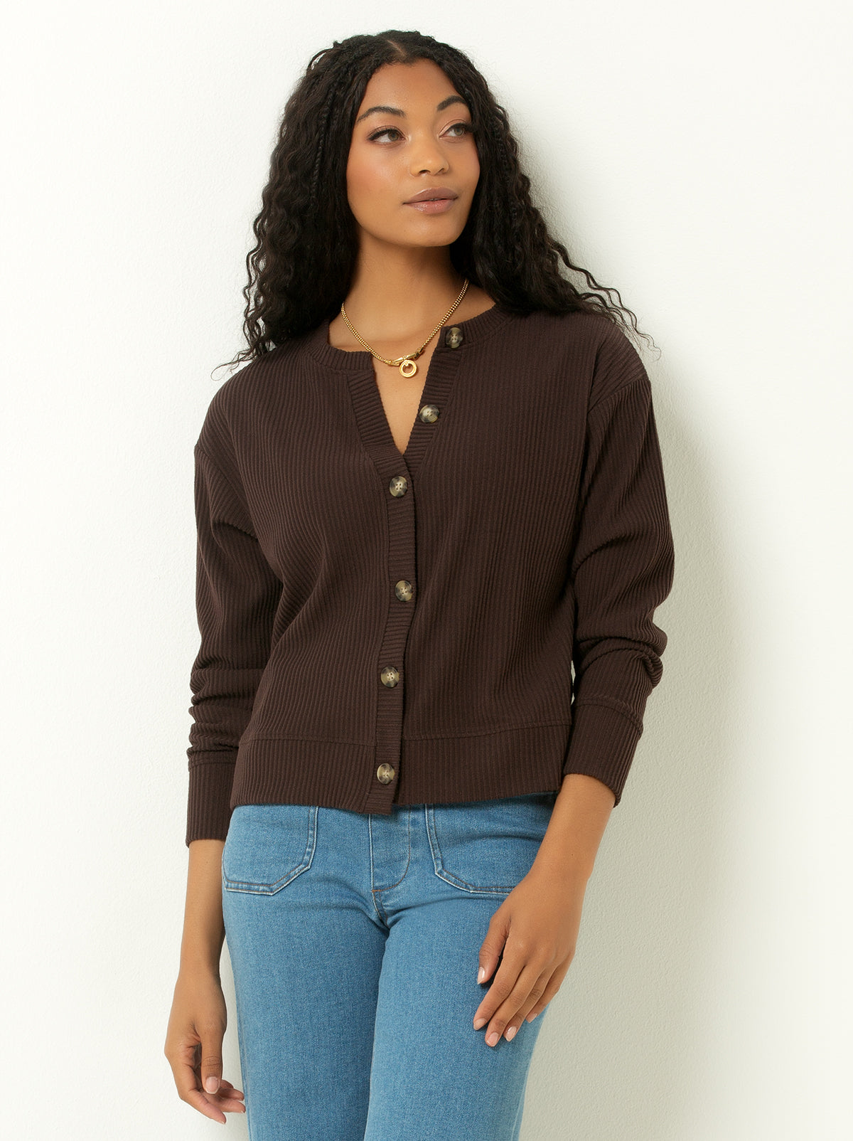 Ribbed V-Neck Cardigan