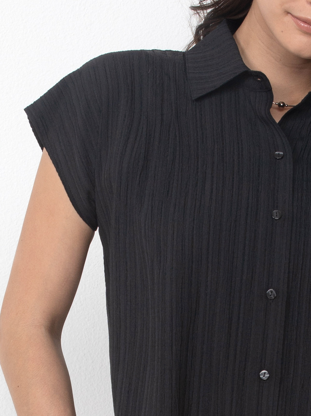 Button Front Shirt with Palazzo Pants Set