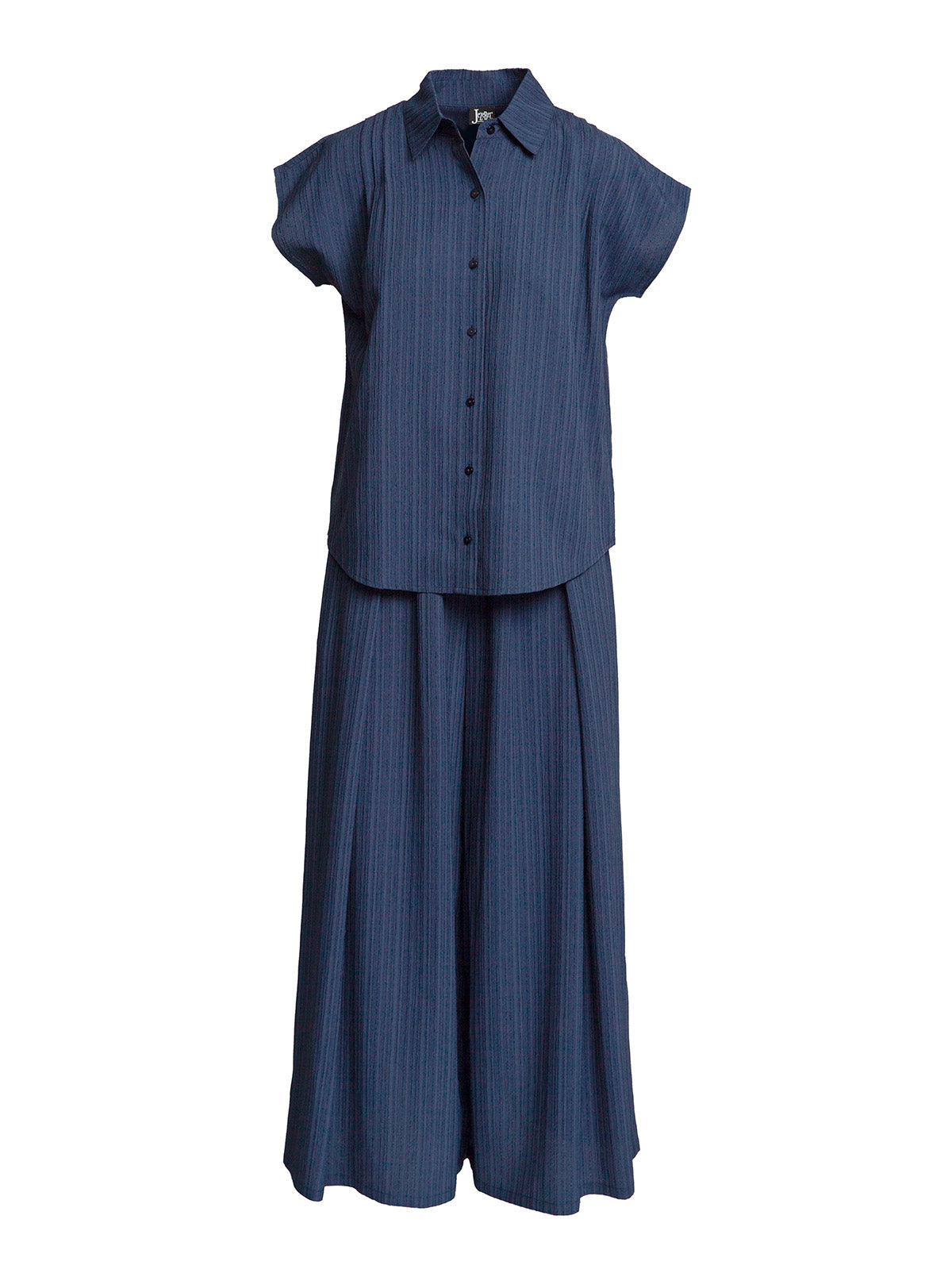 Button Front Shirt with Palazzo Pants Set