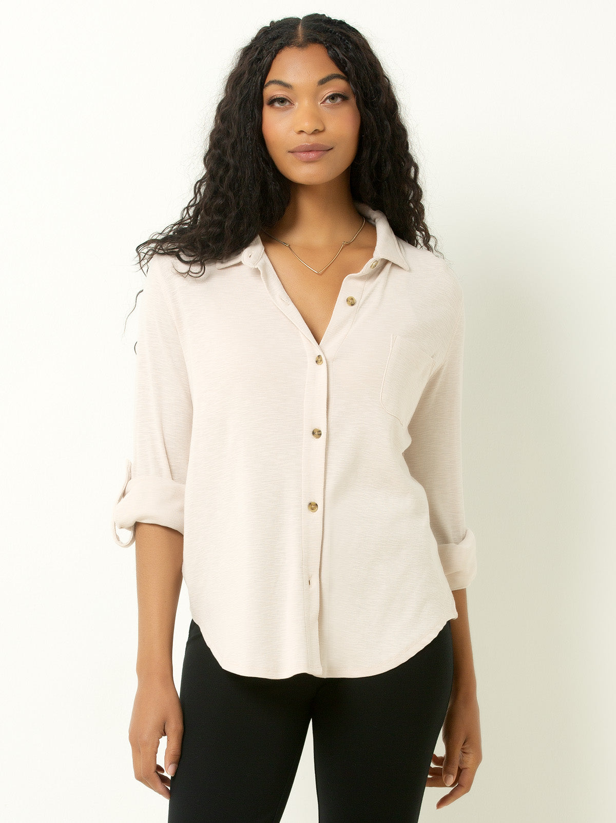 Knit Button-Up Shirt