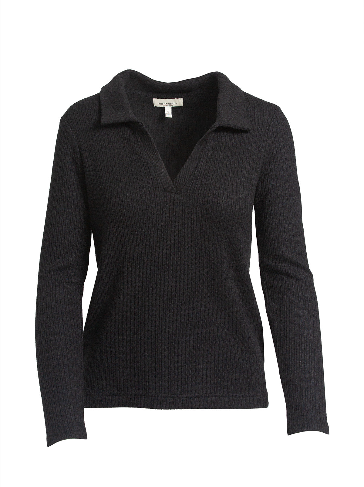 Classic Ribbed V-Neck Sweater with Collar