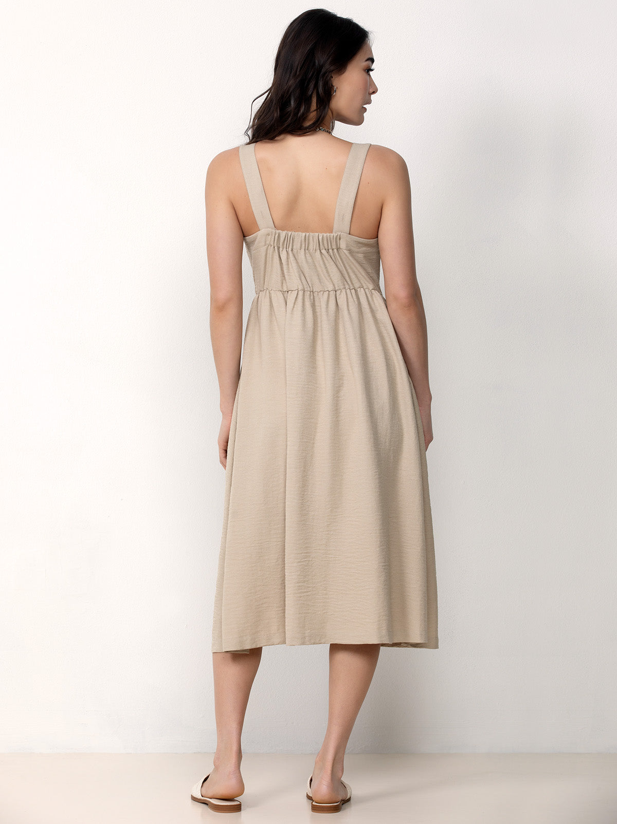 Button Front Midi Dress
