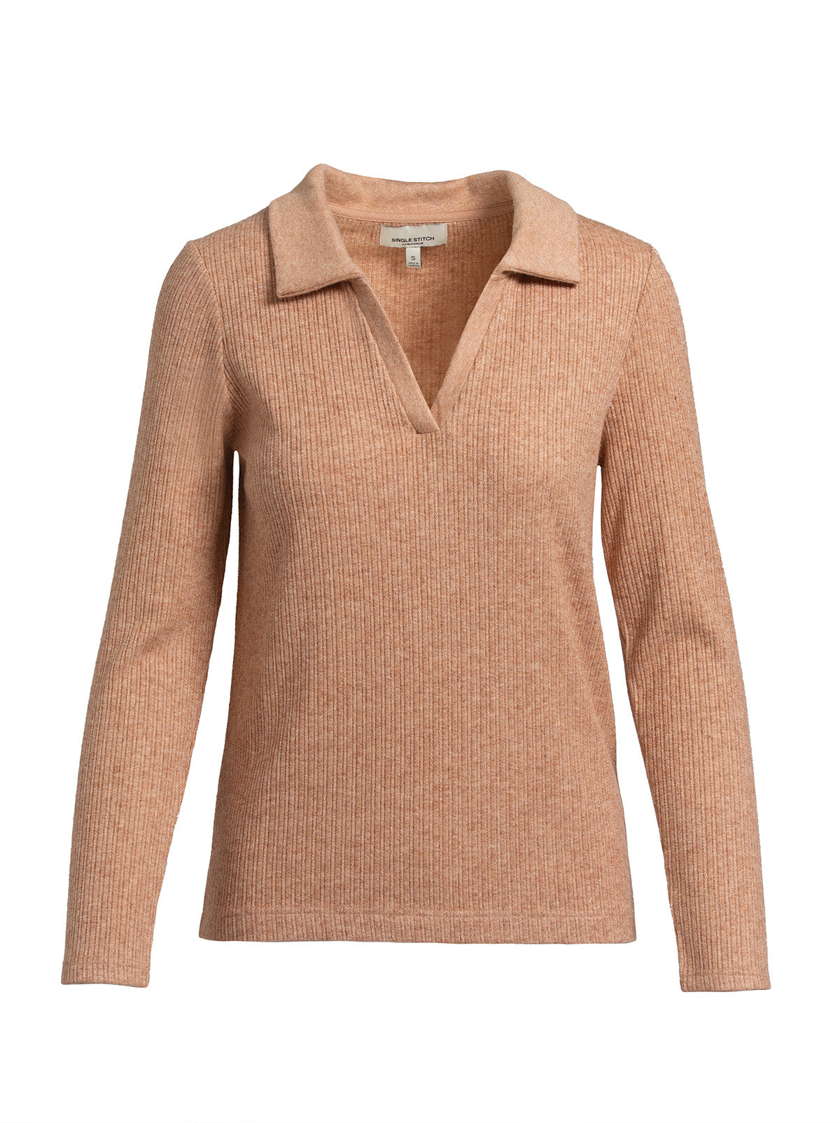 Classic Ribbed V-Neck Sweater with Collar