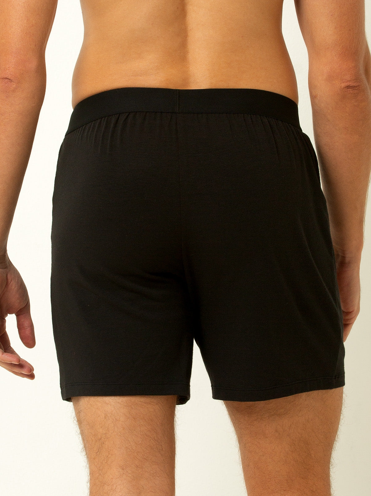 back shot of male model wearing black colored briefs