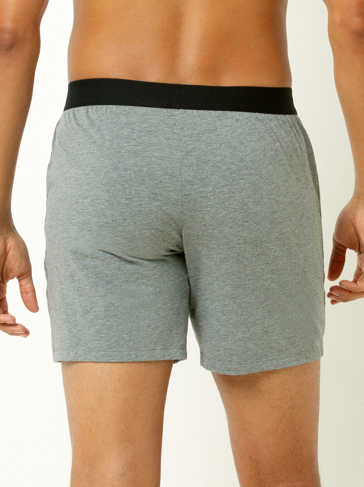 back shot of male model wearing grey colored briefs