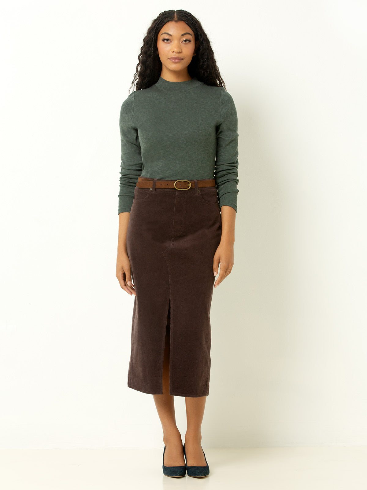 Women's Corduroy Midi Skirt | Single Stitch