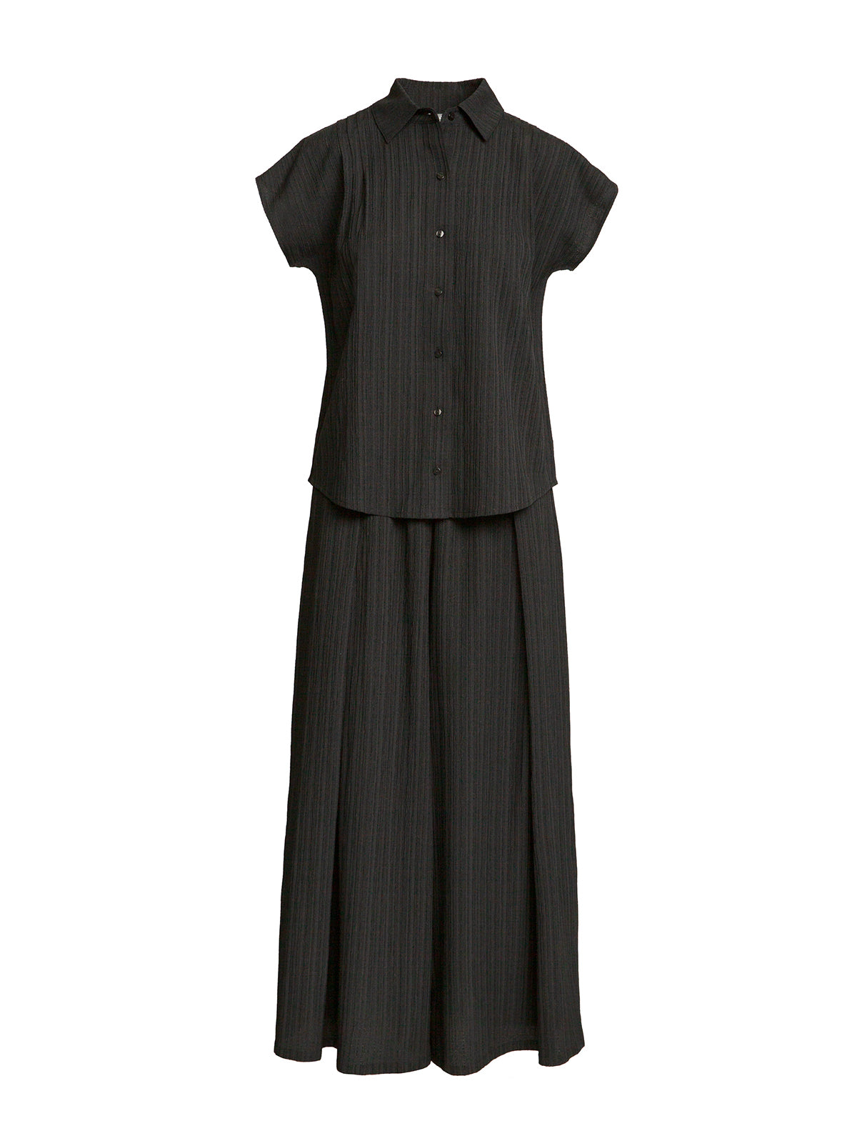 Button Front Shirt with Palazzo Pants Set