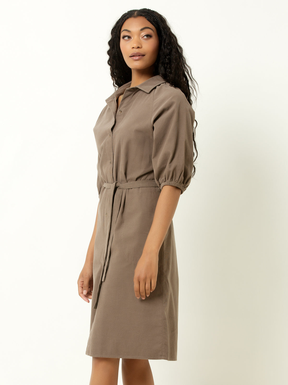 Corduroy Midi Shirtdress