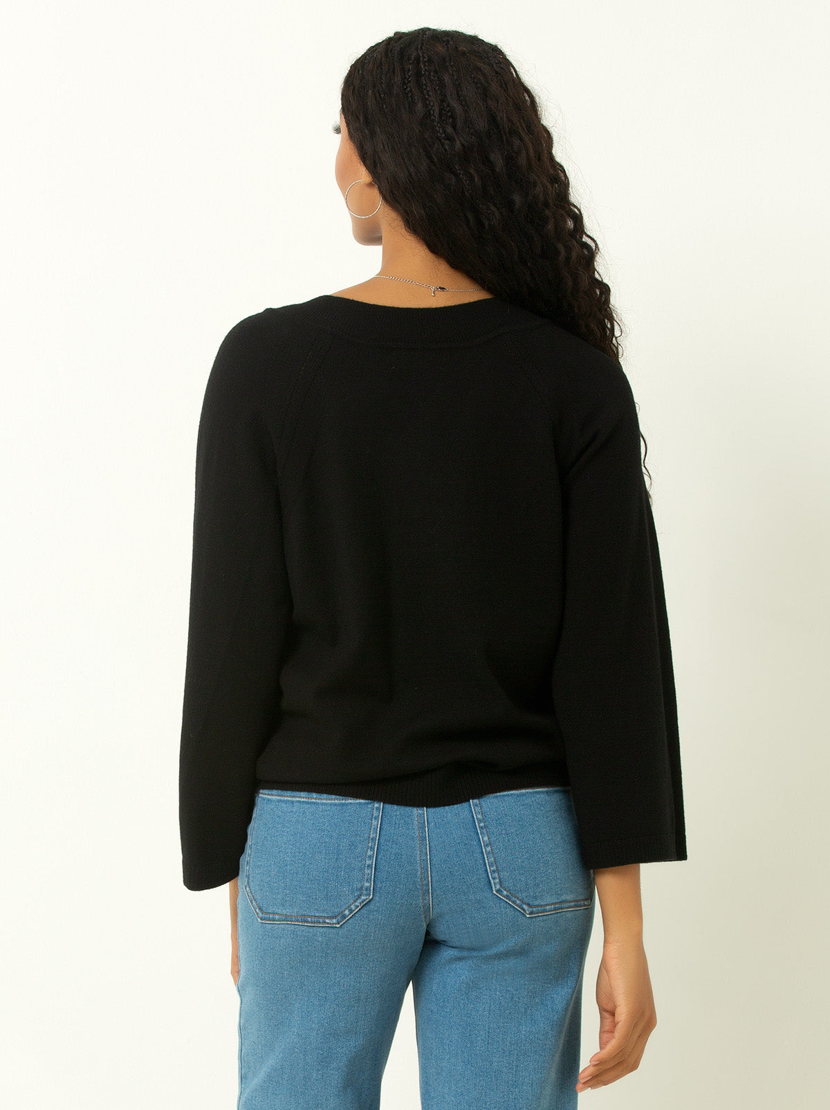 Drop Shoulder V-Neck Sweater
